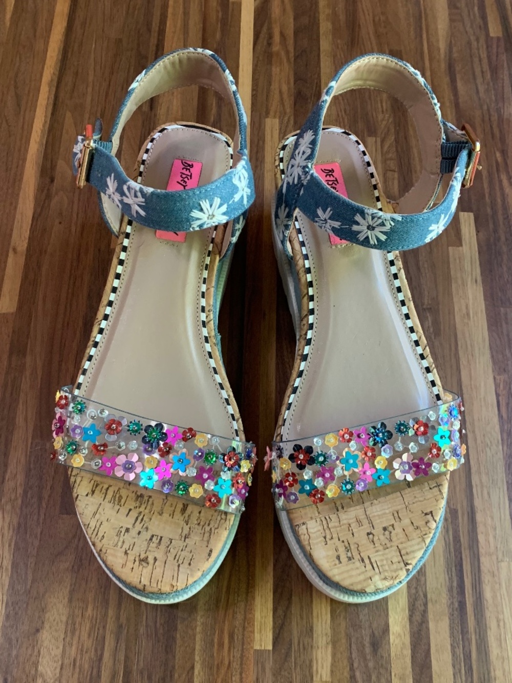 Betsey Johnson Denim & Floral Platform